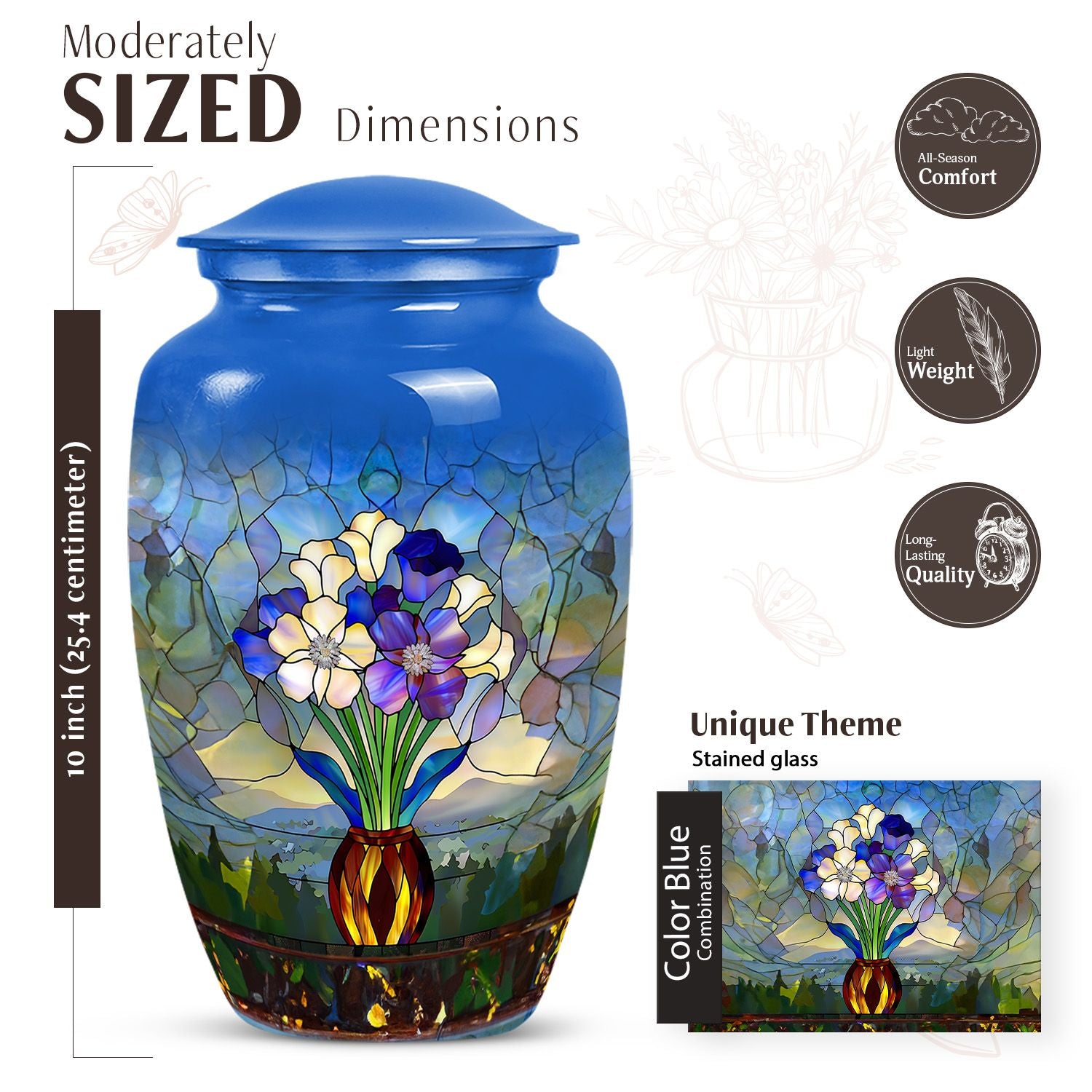 stained glass urn for adult burial