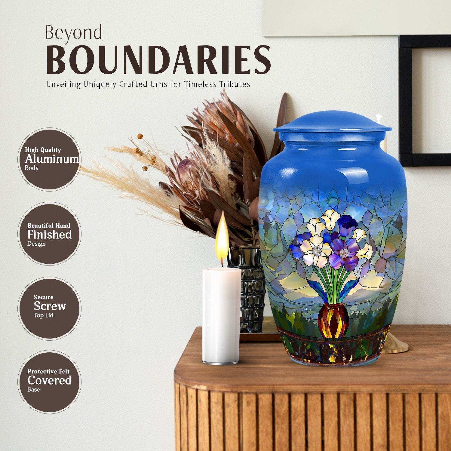 stained glass urn for adult burial
