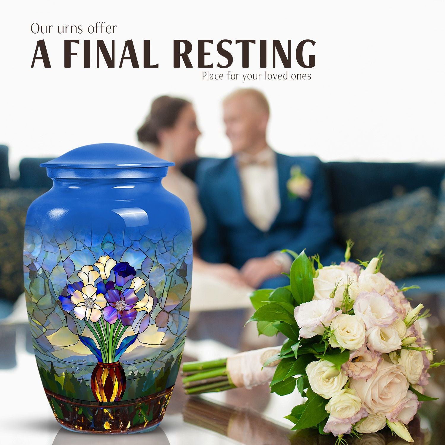 stained glass urn for adult burial
