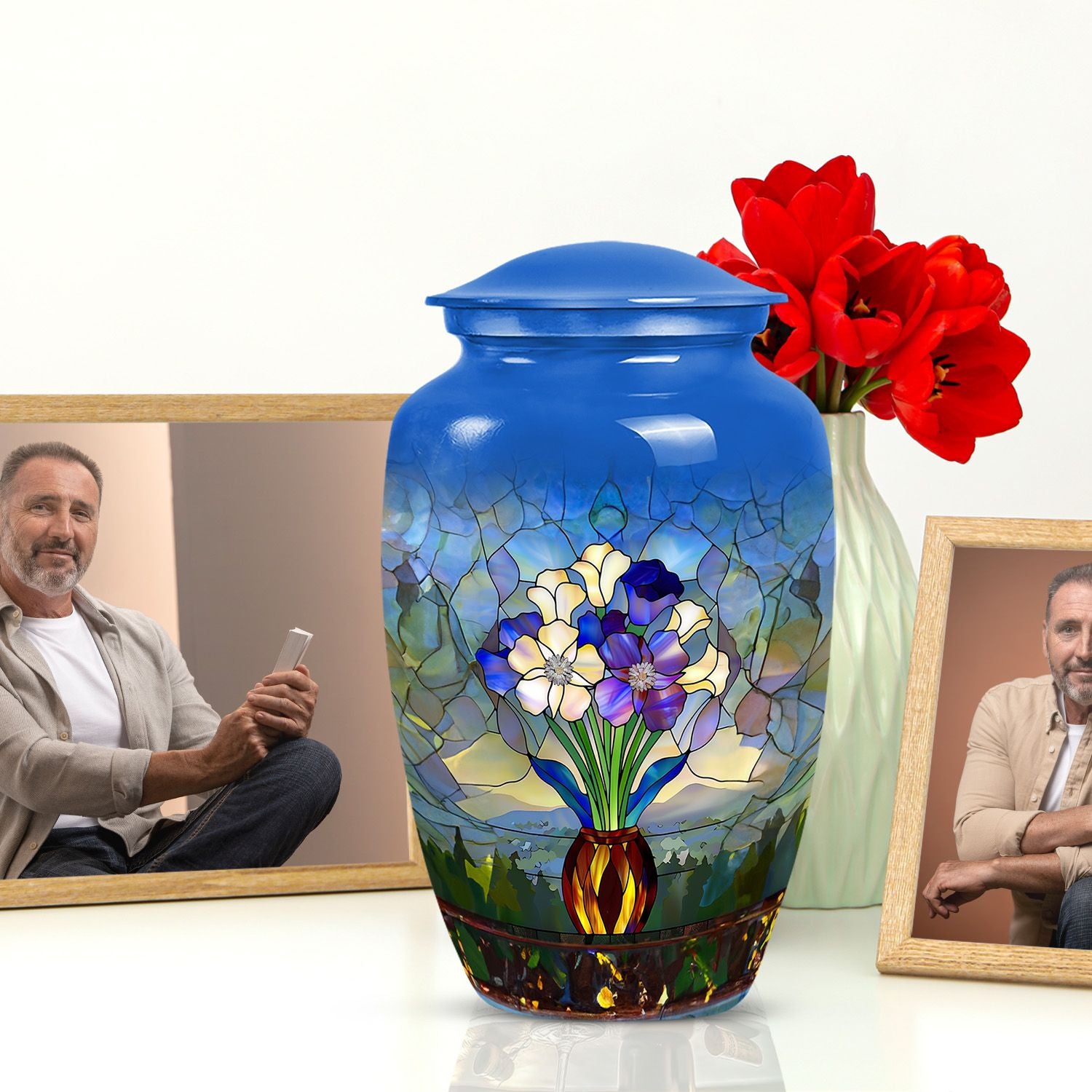 stained glass urn for adult burial