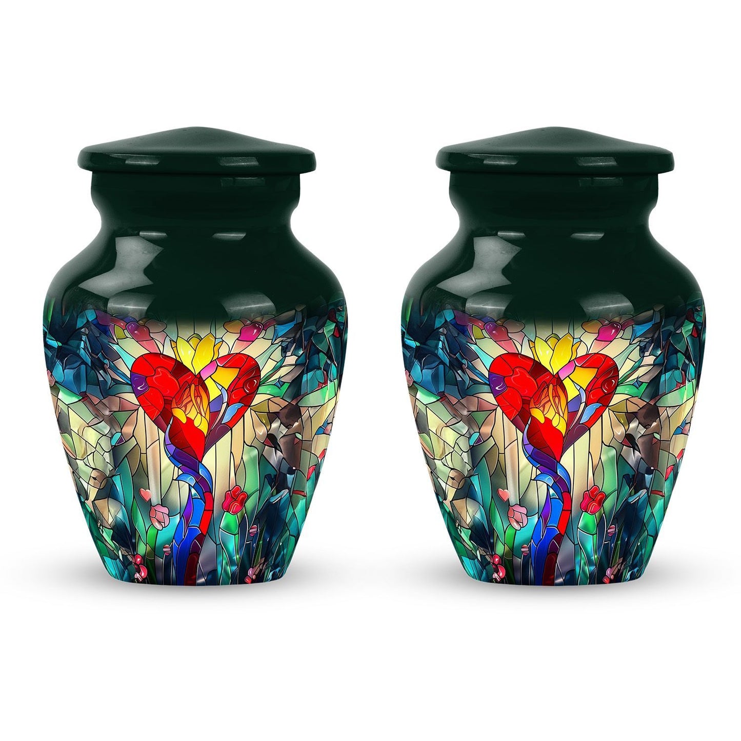 stained glass urn for ashes.