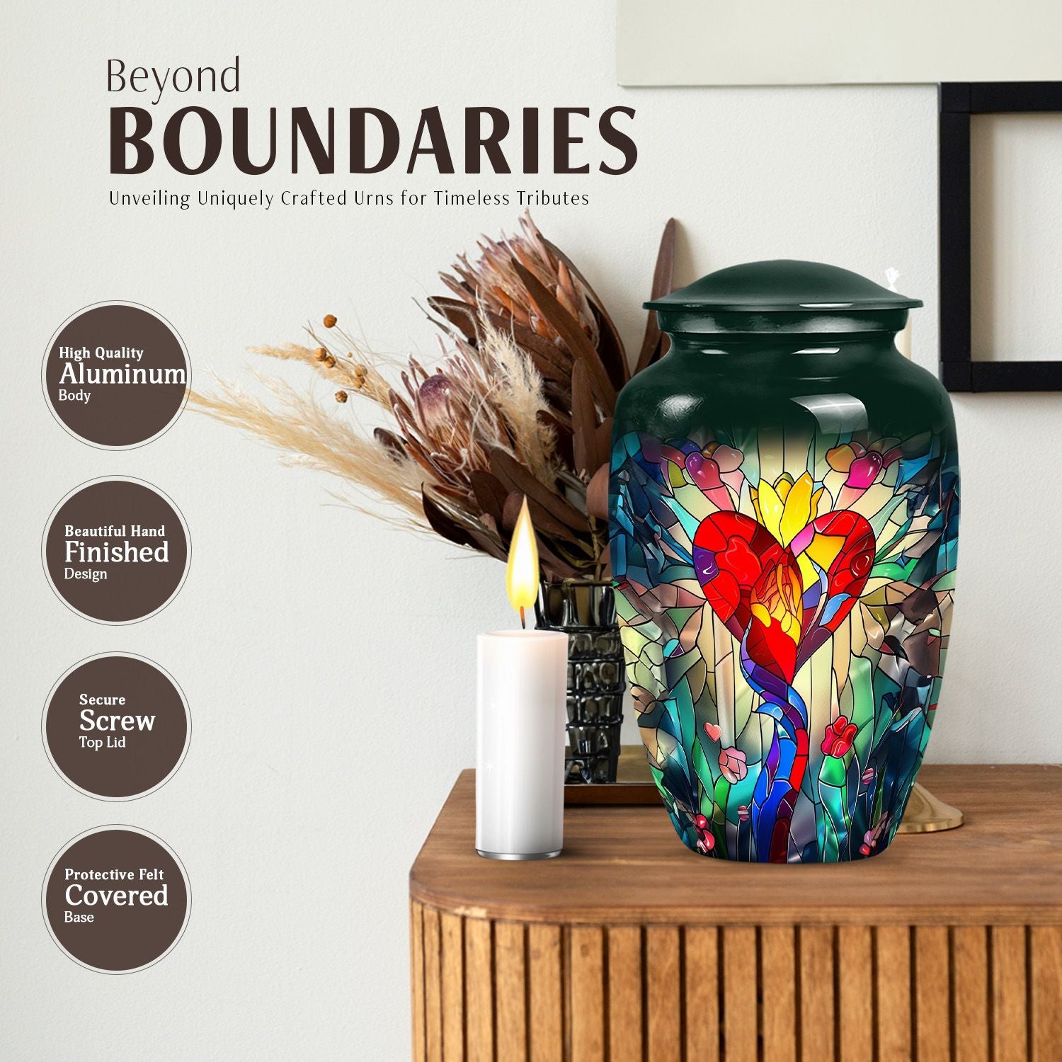 stained glass urn for ashes.