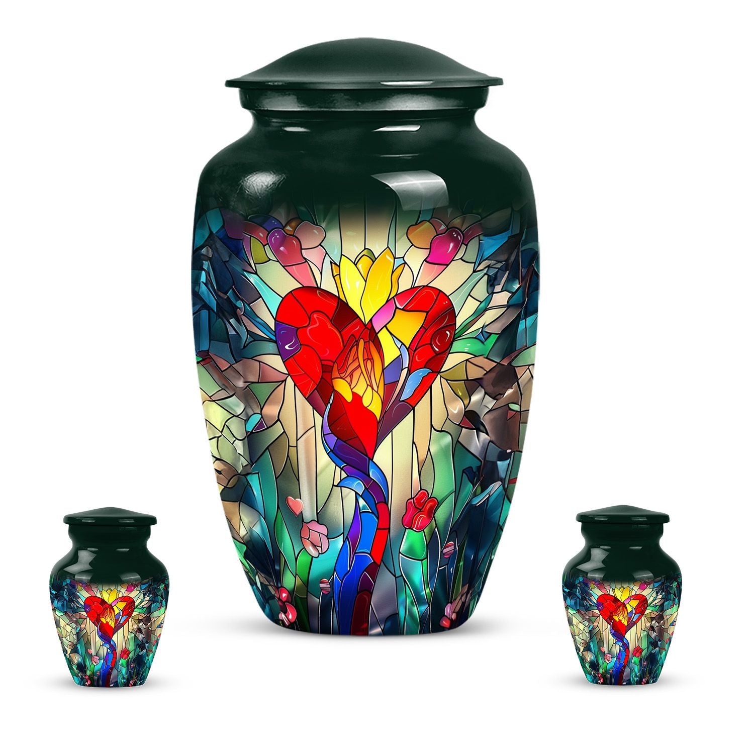 stained glass urn for ashes.