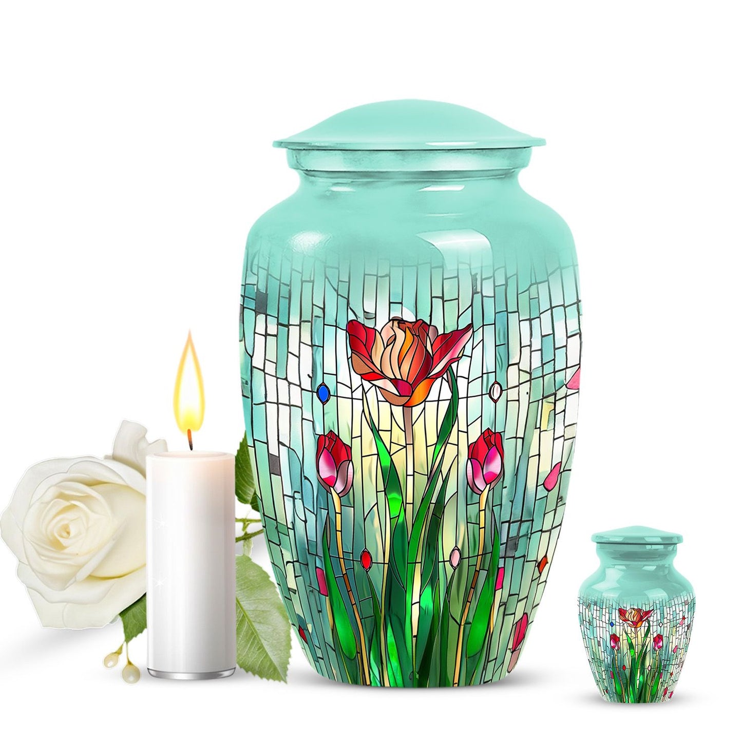 Glass Artistic Cremation Urn for Human Ashes - 10-inch, 200 cu in - Yatskia