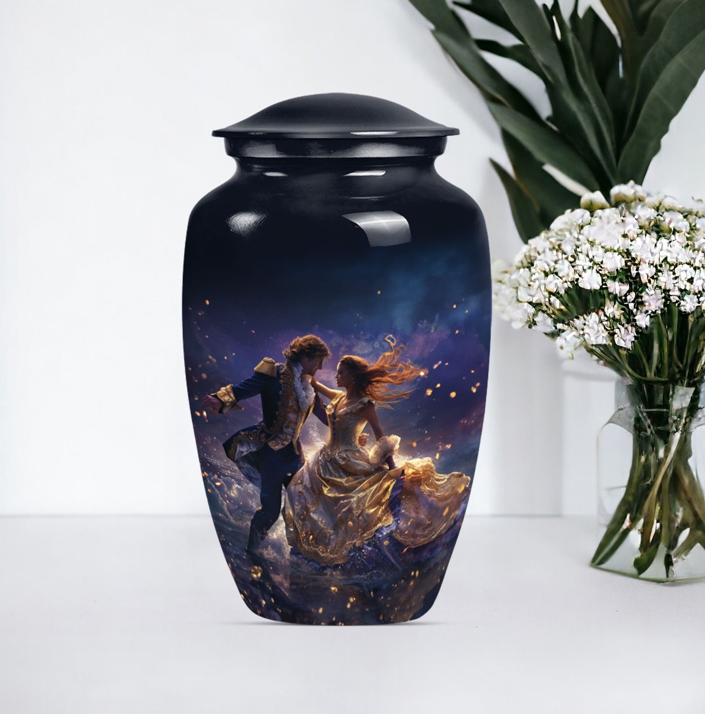 10 Inch classic dancing urn for cremation ashes.