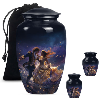 Personalized Couple Cremation Urn for Human Ashes - 10-inch, 200 cu in - Yatskia