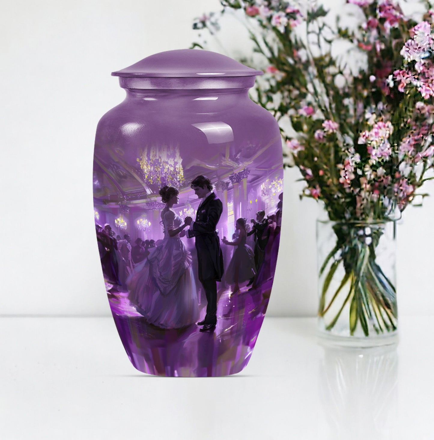 classic dancing urn, aluminium cremation urn for ashes.