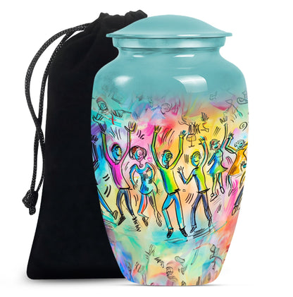 10-inch classic aluminium dancing urn with personalized engravings for human ashes