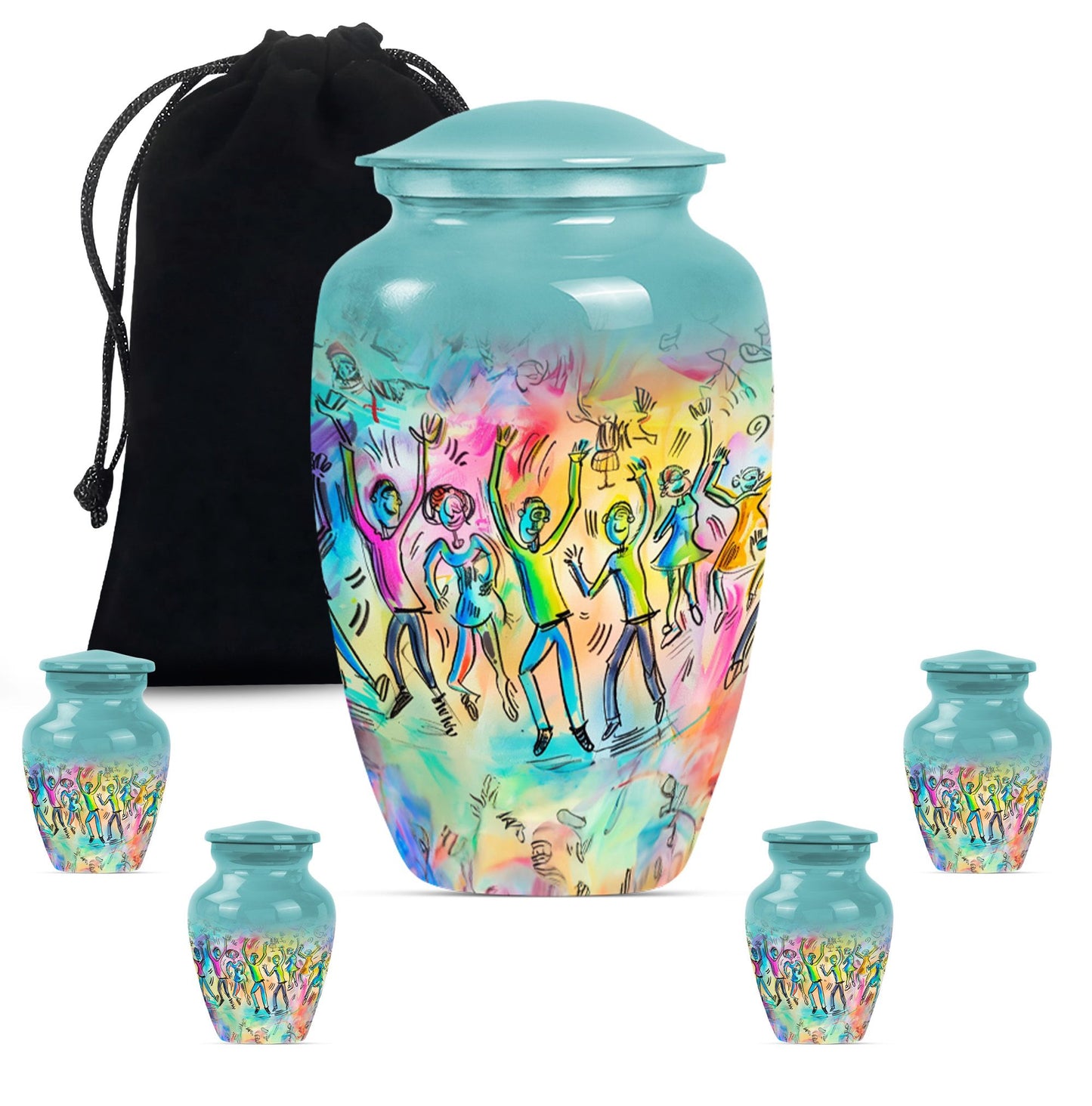 10-inch classic aluminium dancing urn with personalized engravings for human ashes