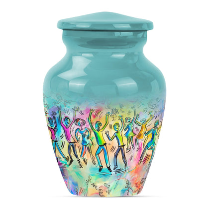 10-inch classic aluminium dancing urn with personalized engravings for human ashes