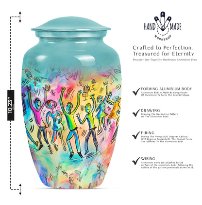 10-inch classic aluminium dancing urn with personalized engravings for human ashes