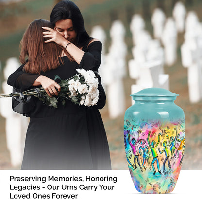 10-inch classic aluminium dancing urn with personalized engravings for human ashes