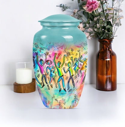 10-inch classic aluminium dancing urn with personalized engravings for human ashes