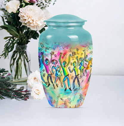 10-inch classic aluminium dancing urn with personalized engravings for human ashes