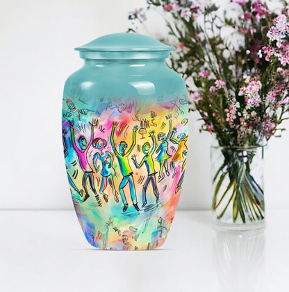 10-inch classic aluminium dancing urn with personalized engravings for human ashes