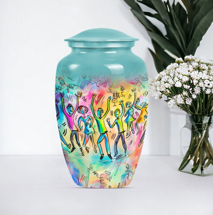 10-inch classic aluminium dancing urn with personalized engravings for human ashes