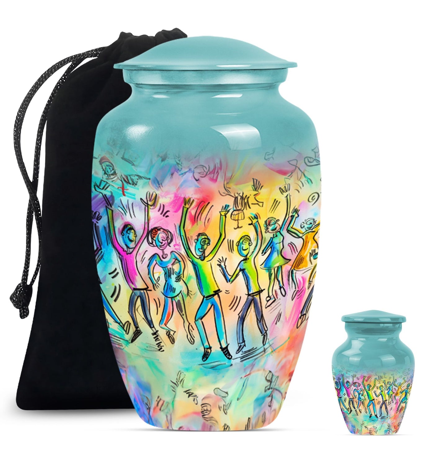 10-inch classic aluminium dancing urn with personalized engravings for human ashes