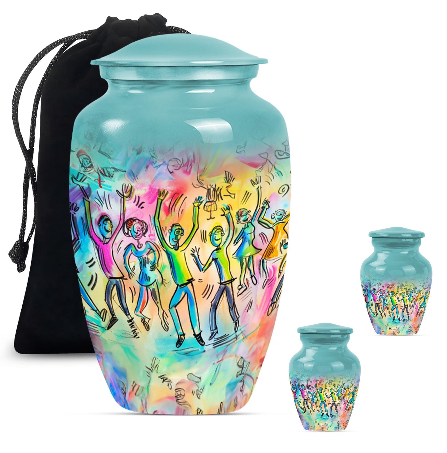 10-inch classic aluminium dancing urn with personalized engravings for human ashes