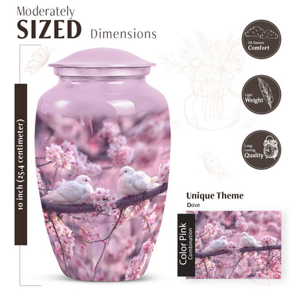 10-inch classic dove urn for adult male ashes.