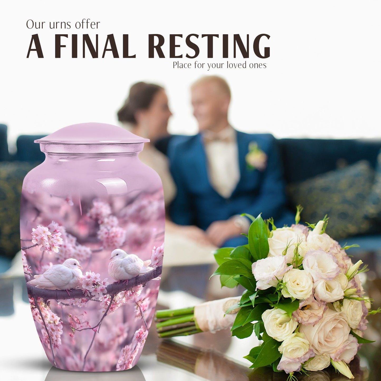 10-inch classic dove urn for adult male ashes.