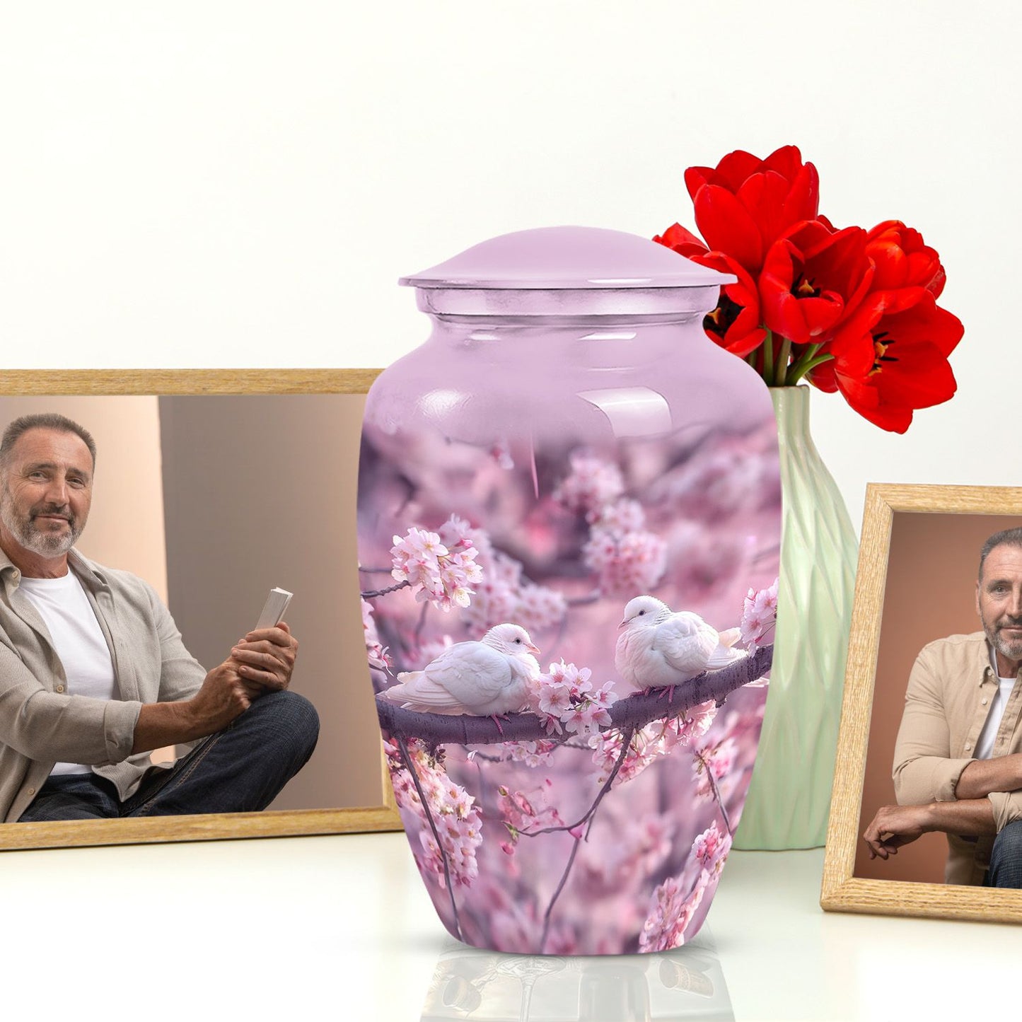 10-inch classic dove urn for adult male ashes.