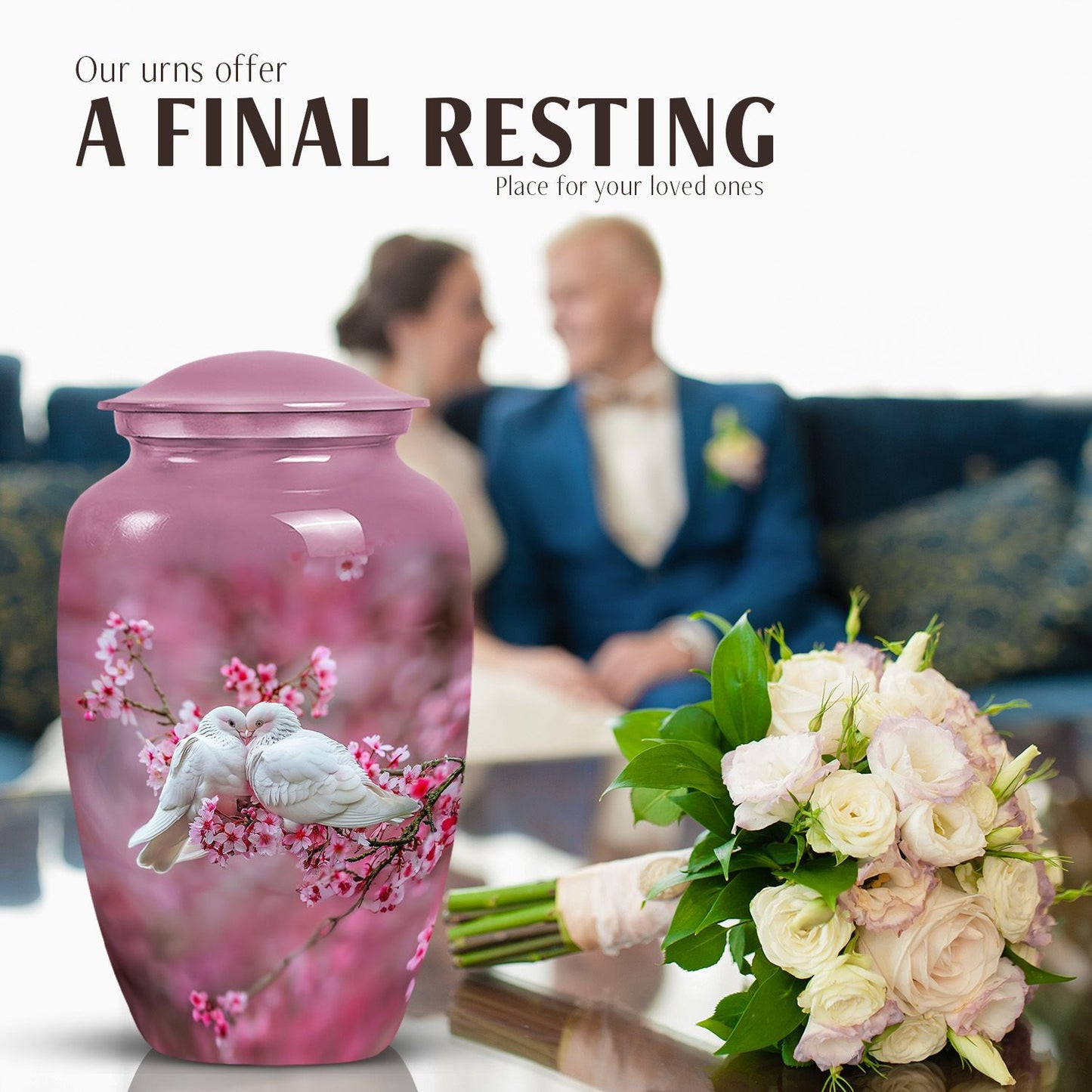 Classic 10-inch dove urn for human ashes