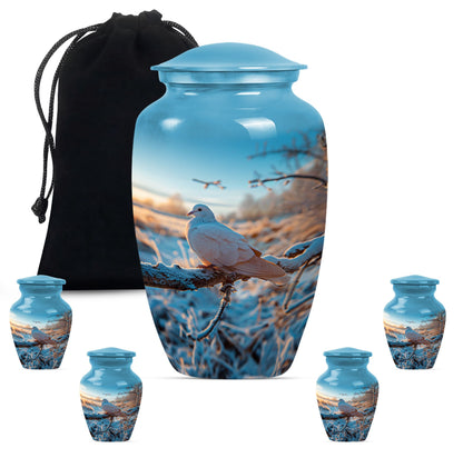 Classic dove urn for cremation ashes.