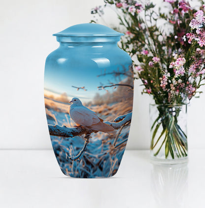 Classic dove urn for cremation ashes.