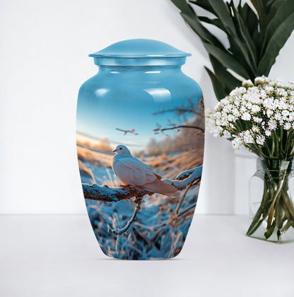 Classic dove urn for cremation ashes.