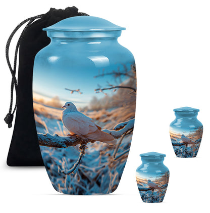 Classic dove urn for cremation ashes.