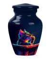 Classic Aluminium Cat Urn, Large Abstract Design with Engraving.