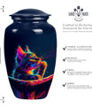 Classic Aluminium Cat Urn, Large Abstract Design with Engraving.