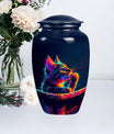 Classic Aluminium Cat Urn, Large Abstract Design with Engraving.
