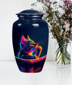 Classic Aluminium Cat Urn, Large Abstract Design with Engraving.