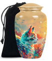 10-inch classic abstract cat urn made of aluminum