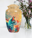 10-inch classic abstract cat urn made of aluminum
