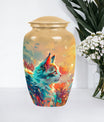 10-inch classic abstract cat urn made of aluminum