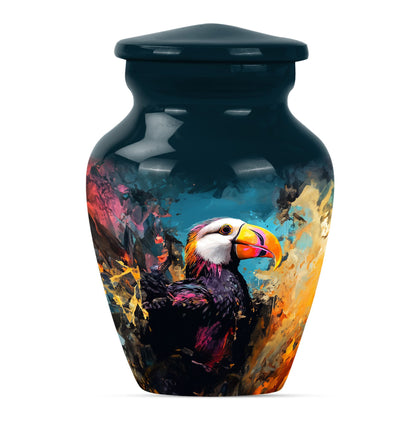 10-inch classic Puffin Bird cremation urn for human ashes.
