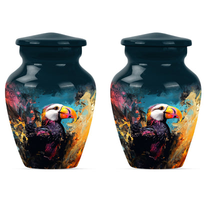 10-inch classic Puffin Bird cremation urn for human ashes.
