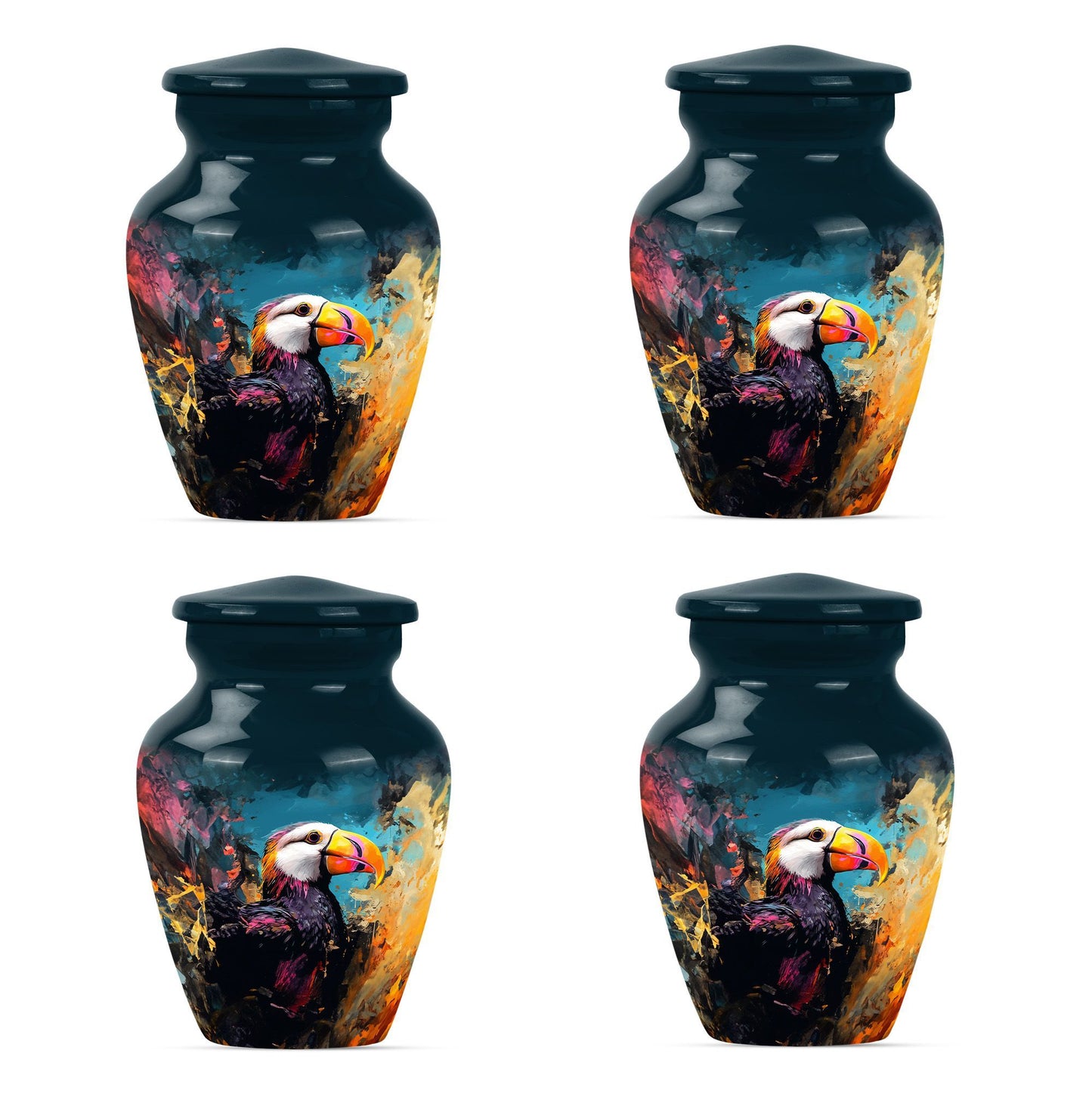 10-inch classic Puffin Bird cremation urn for human ashes.