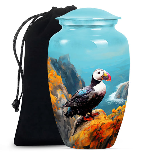 10-inch Classic Puffin Bird Urn, funeral urn for mom.