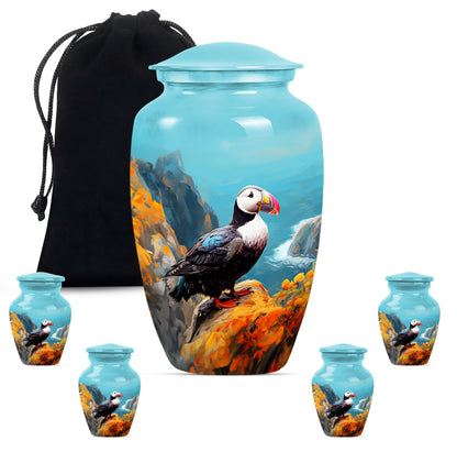 10-inch Classic Puffin Bird Urn, funeral urn for mom.
