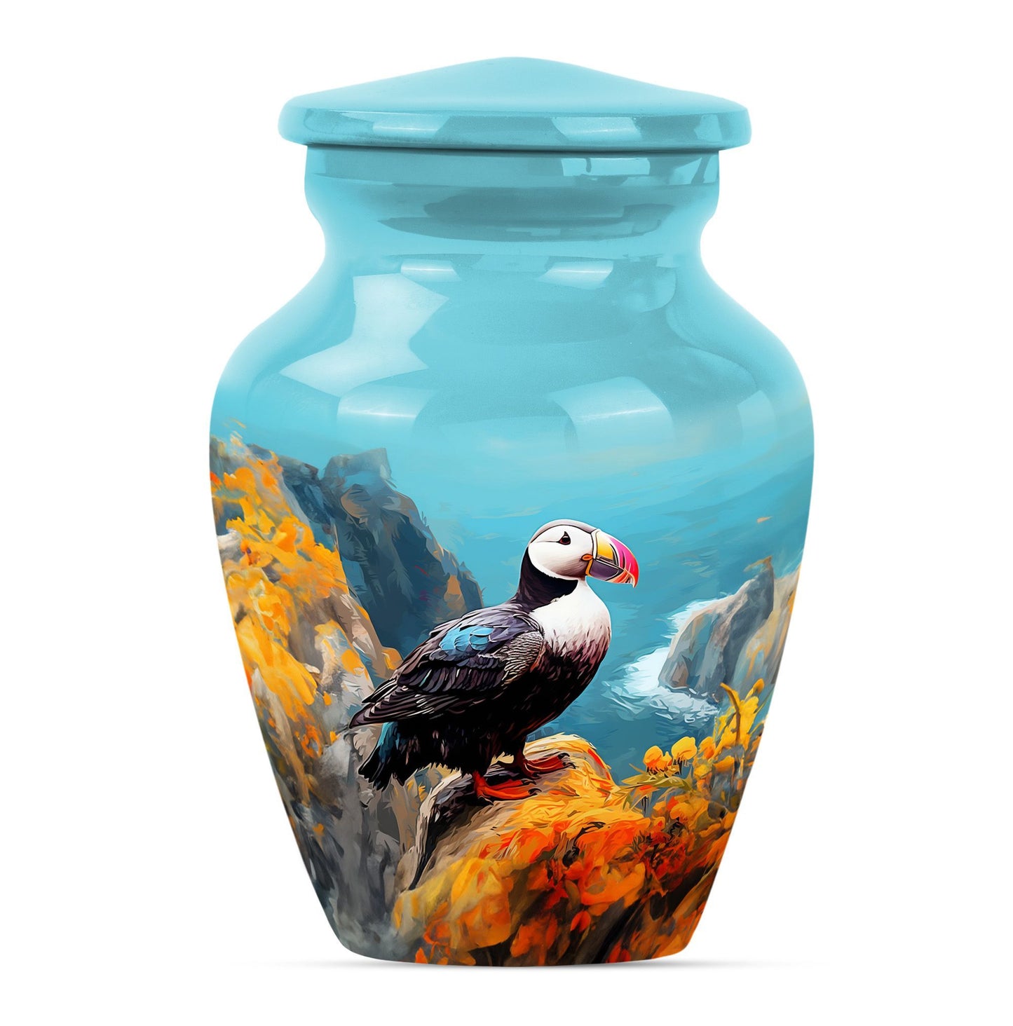 10-inch Classic Puffin Bird Urn, funeral urn for mom.