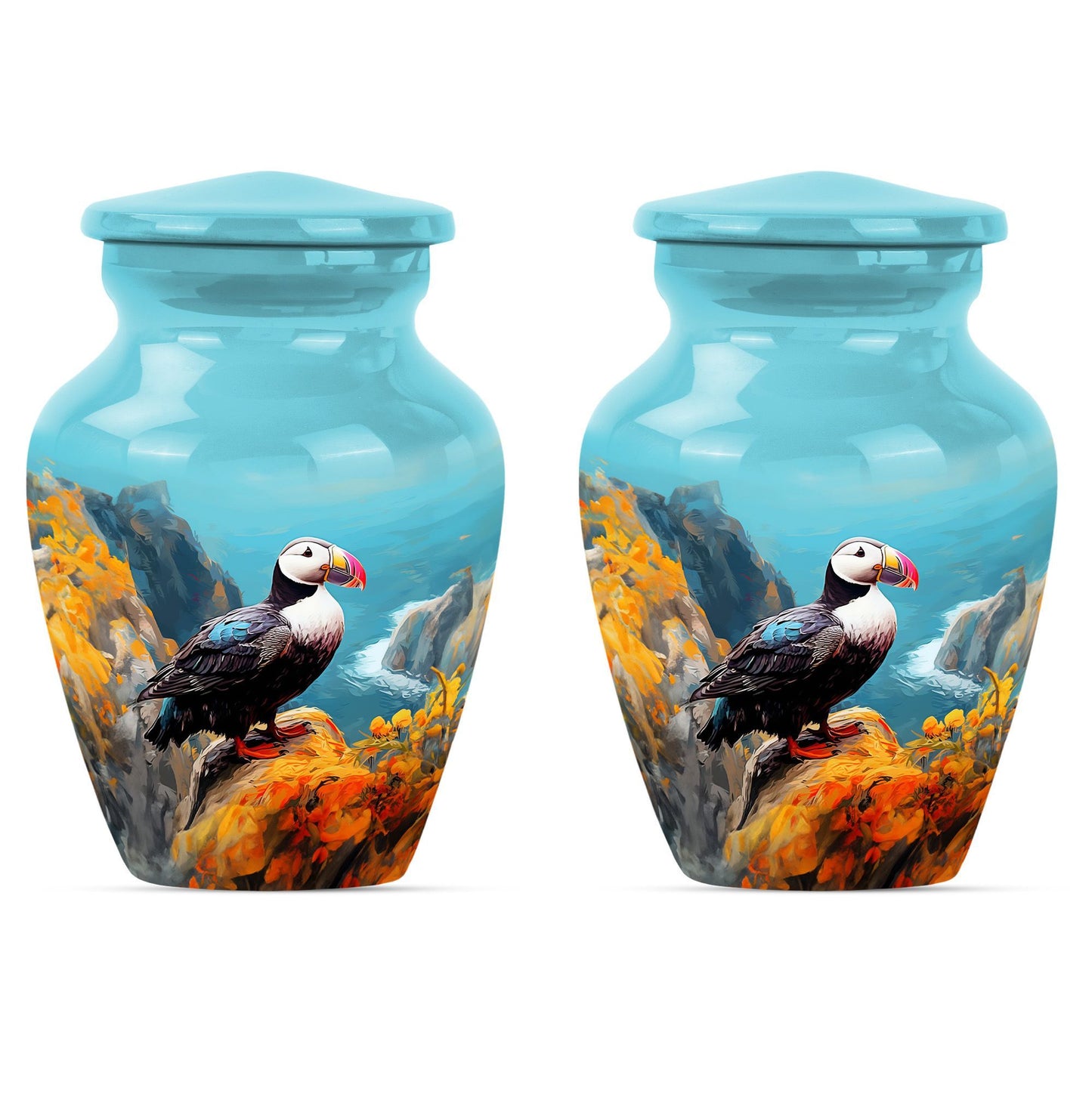 10-inch Classic Puffin Bird Urn, funeral urn for mom.