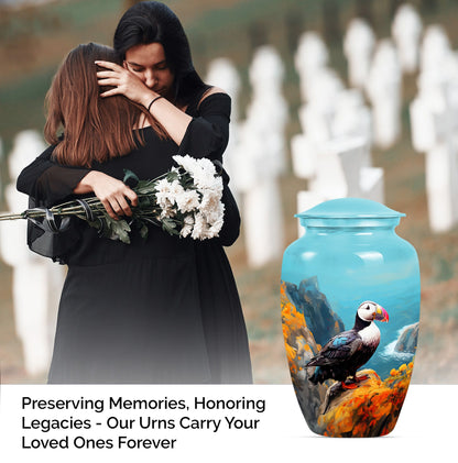 10-inch Classic Puffin Bird Urn, funeral urn for mom.