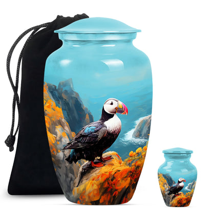 10-inch Classic Puffin Bird Urn, funeral urn for mom.