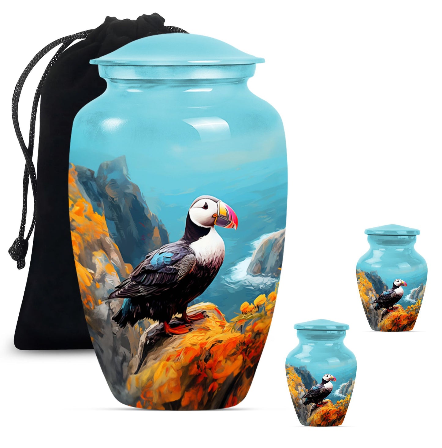 10-inch Classic Puffin Bird Urn, funeral urn for mom.