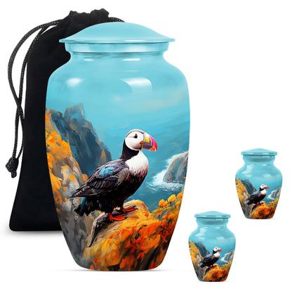10-inch Classic Puffin Bird Urn, funeral urn for mom.