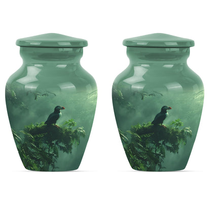 Classic 10-inch puffin bird burial urn for human ashes.