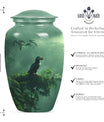 Classic 10-inch puffin bird burial urn for human ashes.